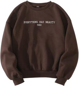 img 4 attached to SheIn Womens Graphic Pullover Sweatshirt Outdoor Recreation for Hiking & Outdoor Recreation Clothing