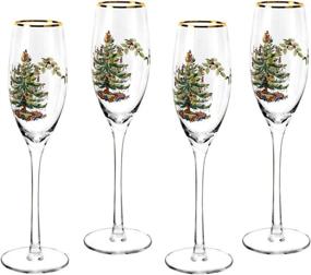 img 4 attached to Delight in Elegance: 🥂 Shop Spode Christmas Tree Champagne Flutes