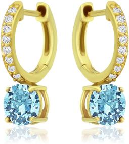 img 3 attached to 💎 Gold Plated Sterling Silver Birthstone Drop Hoop Earrings with European Crystal Accent