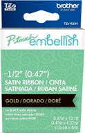 🖨️ brother p-touch embellish gold print on black satin ribbon tzer334 - ~½” x 13.1’ long for p-touch embellish ribbon &amp; tape printer logo