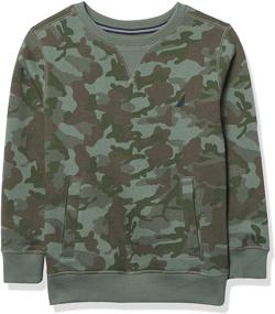 img 4 attached to Nautica Pullover Sweatshirt Olive 10 12 Boys' Clothing