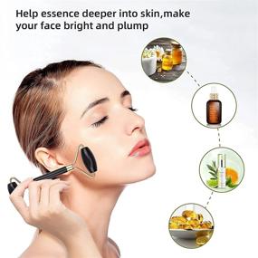 img 1 attached to 🌿 ideayard Jade Roller and Gua Sha Set - Anti Aging Face Massager Tool - Natural Jade Roller for Face and GuaSha Stone for Body - Skin Care Tools Kit for Slimming & Firming, Black Obsidian