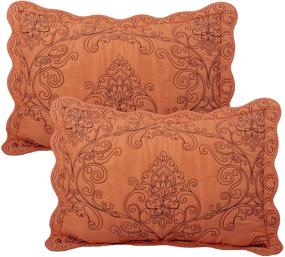 img 1 attached to 🛏️ Home Soft Things Damask Oversize Queen Bedspread Set - Scalloped Edge Reversible Quilt Coverlet Comforter Prewashed Bedding Set - Matelasse Embossed Floral Pattern - Nectarine (110" x 120")