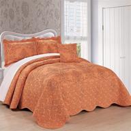 🛏️ home soft things damask oversize queen bedspread set - scalloped edge reversible quilt coverlet comforter prewashed bedding set - matelasse embossed floral pattern - nectarine (110" x 120") logo