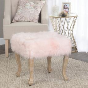 img 3 attached to Faux Fur Ottoman Wood Legs