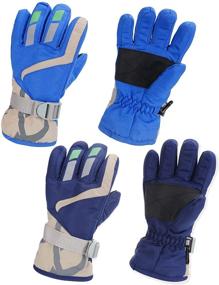 img 4 attached to Kids Ski Gloves with Waterproof Protection for Winter Activities - Fleece Lined Handwear, 2 Pairs