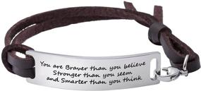 img 2 attached to Yiyang Motivational Inspirational Leather Bracelet - Adjustable Bangle Jewelry in Stainless Steel