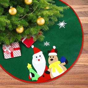 img 4 attached to 🎄 Ohuhu Tree Skirt 36 inch: Green Xmas Tree Skirt with Santa Reindeer Snowflakes - Perfect Christmas Decorations