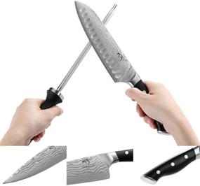 img 2 attached to 🔪 Premium Damascus Knife Set for Chefs, 15-Piece Kitchen Knife Set With Block - Ergonomic Handle, Steak Knives, Sharpener, and Shears Included