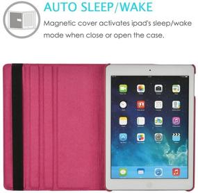 img 2 attached to 📱 RKINC Apple iPad 9.7" 2017/2018 iPad Air 1 Case - 360 Degree Rotating Stand Cover with Auto Sleep/Wake - Hot Pink