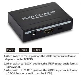 img 1 attached to 🔌 1080P HDMI аудио экстрактор конвертер от Amtake - HDMI в HDMI + аудио (SPDIF + RCA стерео) видео аудио разделитель для телевизора, Fire TV и Blu-Ray плееров - Поддерживает 1080P (50/60HZ)