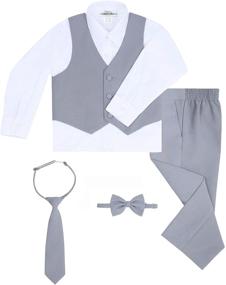 img 1 attached to 👔 Classy and Trendy: Discover the Boys 6 Piece Suit Set in Black for Boys' Clothing