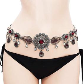 img 3 attached to Exquisite NSLS Crystal Flower Waist Belt: Stunning Belly Chain for Women, Embellishing Dancing Beach Look with Silver India Ethnic Boho Turkish Jewelry and Egyptian-inspired Statement Body Chain