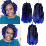 💙✨ ouyafei 3pack spring twist hair: синий омбре цвет пассион твист коса extensions для пушистого крупного бомб-вида! логотип