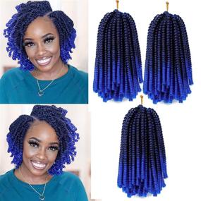 img 4 attached to 💙✨ Ouyafei 3Pack Spring Twist Hair: Синий Омбре Цвет Пассион Твист Коса Extensions для Пушистого Крупного Бомб-вида!