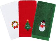 aneco 3 pack christmas hand towels washcloths - 100% pure cotton, festive 🎄 christmas patterns - bathroom decorative dish towels set - perfect christmas gift (red, white, green) logo