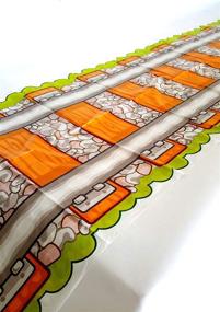 img 4 attached to 🚂 Railroad Tablecloth: Reusable Plastic Playscene for Endless Imaginative Fun