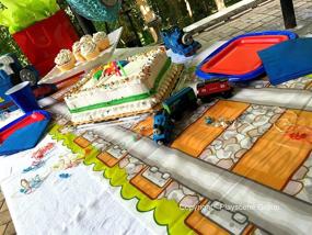 img 2 attached to 🚂 Railroad Tablecloth: Reusable Plastic Playscene for Endless Imaginative Fun