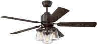 🔥 litex cos52osb5cr andrus 52-inch indoor/outdoor ceiling fan - remote control, 5 dark bronze blades, 3-light kit - clear glass логотип