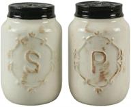 🍶 youngs miniature country ceramic mason jar salt & pepper shakers, cream - adorable 2.75" high x 1.5" diameter set logo