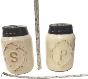 img 1 attached to 🍶 Youngs Miniature Country Ceramic Mason Jar Salt & Pepper Shakers, Cream - Adorable 2.75" High x 1.5" Diameter Set