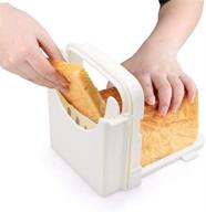 🍞 efficient adjustable bread slicer guide: compact foldable design for homemade bread, bagels, and loaves - 5 thickness settings, sandwich maker, crumb tray - white logo