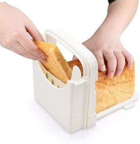 img 3 attached to 🍞 Efficient Adjustable Bread Slicer Guide: Compact Foldable Design for Homemade Bread, Bagels, and Loaves - 5 Thickness Settings, Sandwich Maker, Crumb Tray - White