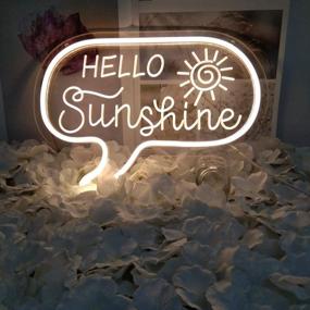 img 1 attached to 🌞 DIVATLA 3D Art USB-Powered Hello Sunshine Neon Sign - Warm White Neon Door Sign for Bedroom, Wall, and Home Entrance Decoration. Perfect Gifts for Girls and Boys with Dimmable Switch