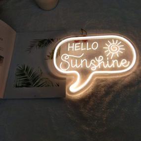 img 2 attached to 🌞 DIVATLA 3D Art USB-Powered Hello Sunshine Neon Sign - Warm White Neon Door Sign for Bedroom, Wall, and Home Entrance Decoration. Perfect Gifts for Girls and Boys with Dimmable Switch