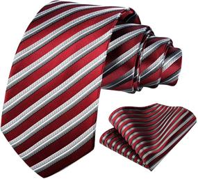 img 3 attached to HISDERN Handkerchief: Elevate Your Style with Classic Stripe Necktie & Men's Accessories in Ties, Cummerbunds & Pocket Squares