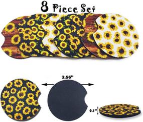 img 1 attached to 🌻 Set of 8 Sunflower Car Coasters - Neoprene Cup Holder Coasters for Car, Home Decor & Accessories - Random Assorted Styles - 2.56 Inch Diameter