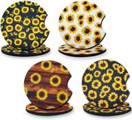 🌻 set of 8 sunflower car coasters - neoprene cup holder coasters for car, home decor & accessories - random assorted styles - 2.56 inch diameter logo