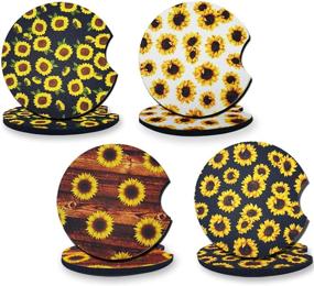 img 4 attached to 🌻 Set of 8 Sunflower Car Coasters - Neoprene Cup Holder Coasters for Car, Home Decor & Accessories - Random Assorted Styles - 2.56 Inch Diameter