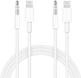 img 4 attached to 🔌 [Apple MFi Certified] 2-шт iPhone AUX кабель для автомобильного стерео, Assrid Lightning в аудиокабель 3.5 мм, совместимый с iPhone 12/11/XS/XR/X/iPad/iPod, динамиком, домашним аудио стерео, наушниками, поддерживает iOS 14 (белый)