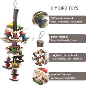 img 1 attached to 🐦 Enhance Your Bird's Happiness with MQ Bird Parrot Toys - Chewing Wooden Blocks for Parakeets, Cockatiels, Lovebirds and More!