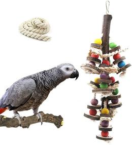 img 4 attached to 🐦 Enhance Your Bird's Happiness with MQ Bird Parrot Toys - Chewing Wooden Blocks for Parakeets, Cockatiels, Lovebirds and More!