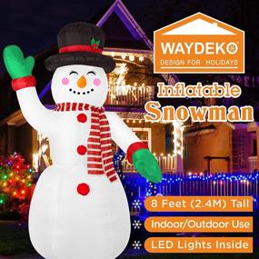 img 2 attached to 🎅 WAYDEKO 8 Foot Christmas Inflatable Snowman Yard Decor With Lights - Blow Up Santa Garden Lawn Decoration (Snowman-2)