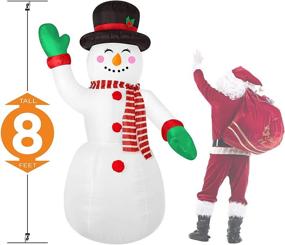 img 1 attached to 🎅 WAYDEKO 8 Foot Christmas Inflatable Snowman Yard Decor With Lights - Blow Up Santa Garden Lawn Decoration (Snowman-2)