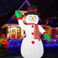 🎅 waydeko 8 foot christmas inflatable snowman yard decor with lights - blow up santa garden lawn decoration (snowman-2) logo
