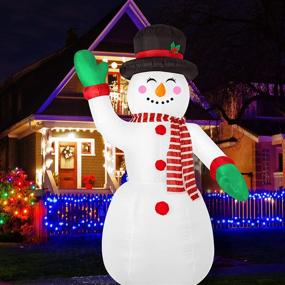 img 4 attached to 🎅 WAYDEKO 8 Foot Christmas Inflatable Snowman Yard Decor With Lights - Blow Up Santa Garden Lawn Decoration (Snowman-2)