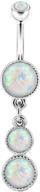 💎 cocharm cute opal belly button rings for women | dangly 316l stainless steel navel rings with long curved barbell - 14g logo