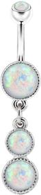 img 4 attached to 💎 COCHARM Cute Opal Belly Button Rings for Women | Dangly 316L Stainless Steel Navel Rings with Long Curved Barbell - 14g