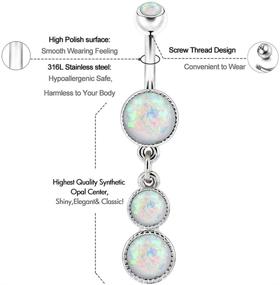 img 3 attached to 💎 COCHARM Cute Opal Belly Button Rings for Women | Dangly 316L Stainless Steel Navel Rings with Long Curved Barbell - 14g