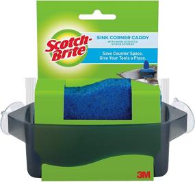 img 4 attached to 🧽 3M Blue Corner Sink Caddy with Non-Scratch Scrub Sponge - Save Counter Space, Scotch-Brite CTH-NS