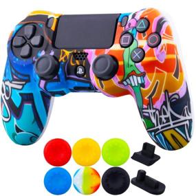 img 3 attached to 9CDeer PS4 Controller Protective Cover: Silicone Skin + Thumb Grips & Dust Proof Plugs – Cartoon Paint Design