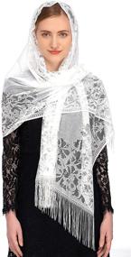 img 2 attached to Stunning Chapel Mantilla Rectangular Covering with Delicate Fringe - Women's Special Occasion Accessories