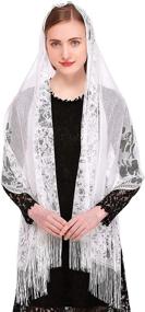 img 4 attached to Stunning Chapel Mantilla Rectangular Covering with Delicate Fringe - Women's Special Occasion Accessories