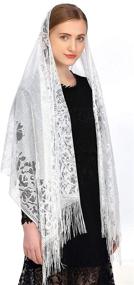 img 3 attached to Stunning Chapel Mantilla Rectangular Covering with Delicate Fringe - Women's Special Occasion Accessories