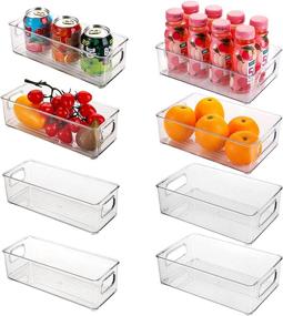 img 4 attached to 🗄️ Kingrol 8 Pack Stackable Plastic Storage Bins - Versatile Freezer, Pantry & Cabinet Organization with Handles - BPA Free