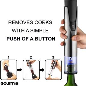 img 1 attached to 🍷 Gourmia 2 in 1 Electric Wine Opener and Preserver Set - Removes Corks, Vacuum Seals & Preserves Wine - Rechargeable Corkscrew with Foil Cutter, 2 Stoppers, and Recharging Base